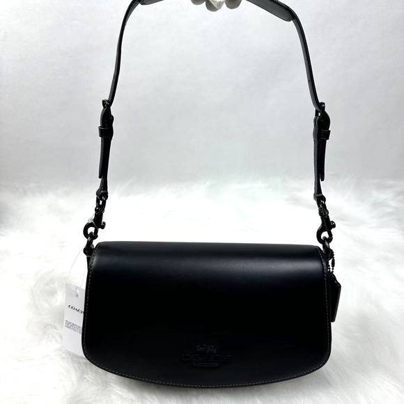 Coach Andrea Shoulder Bag In Leather Black Copper/Black CT768 NWT - Picture 1 of 10